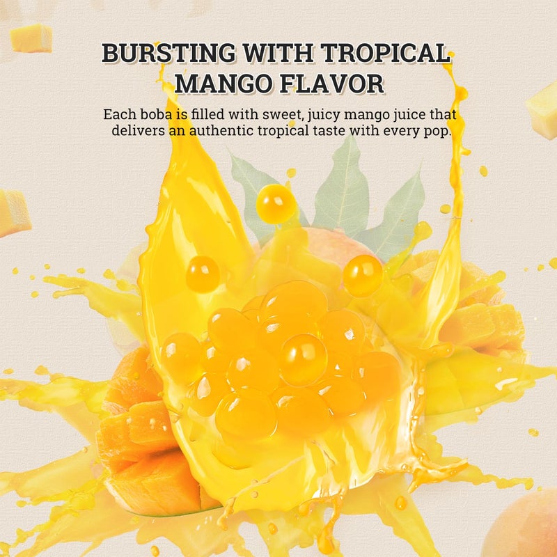 52USA Mango Popping Boba (500g), Popping Pearls for Bubble Tea, Beverages, Sweets, Ice Cream, Shakes, Desserts & Smoothies Topping, 1.1 Pound (Pack of 1) - Image 5